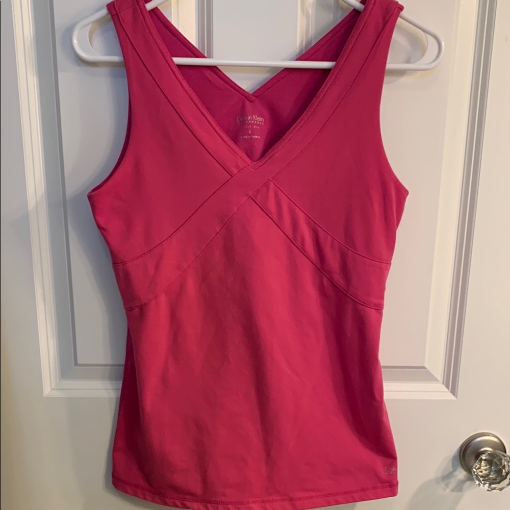 Large Calvin Klein Pink Athletic Yoga Pilates Exercise Tank Top Activewear
